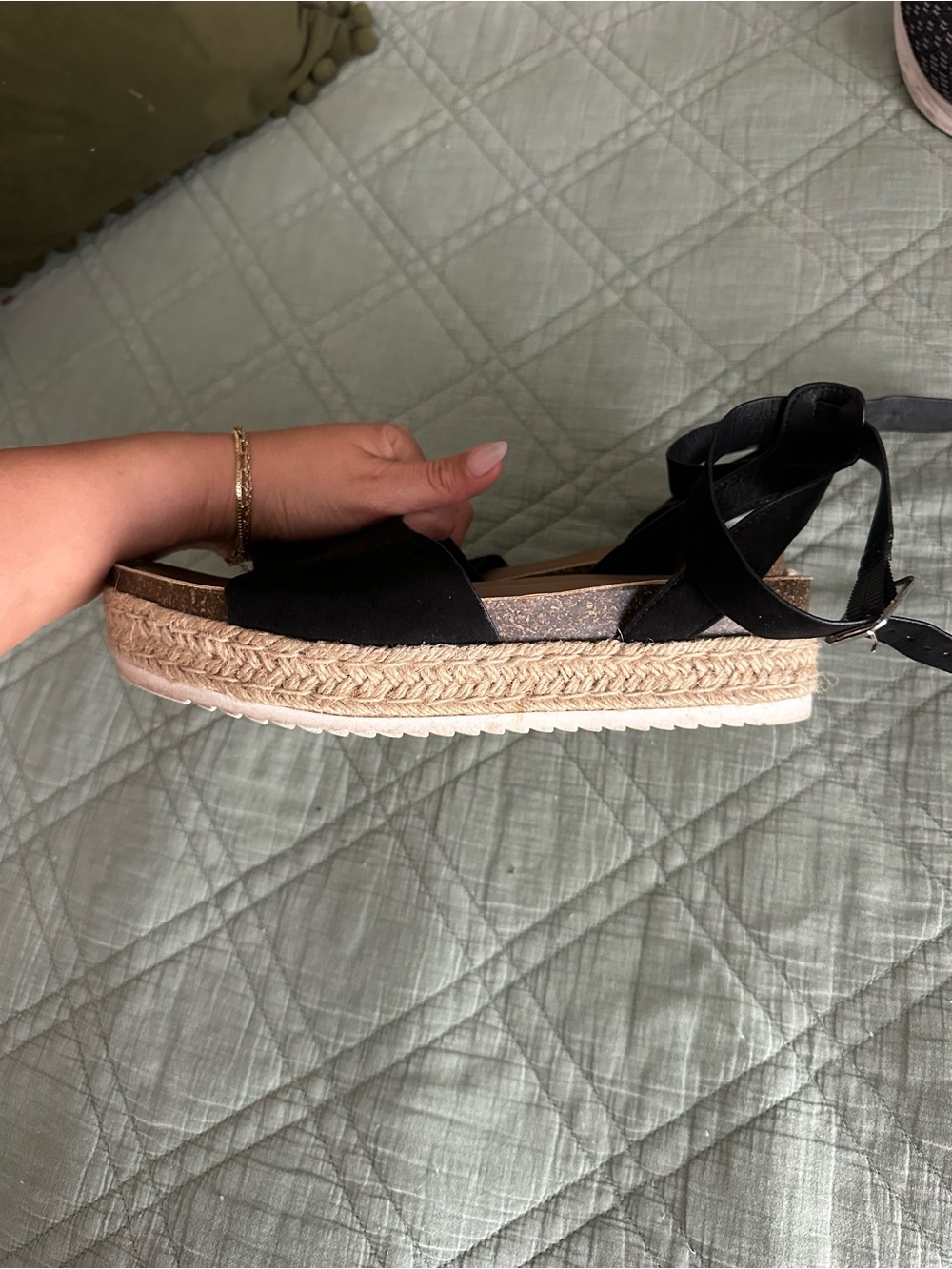 torrid Black Espadrille Platform Sandals with Ankle Wrap